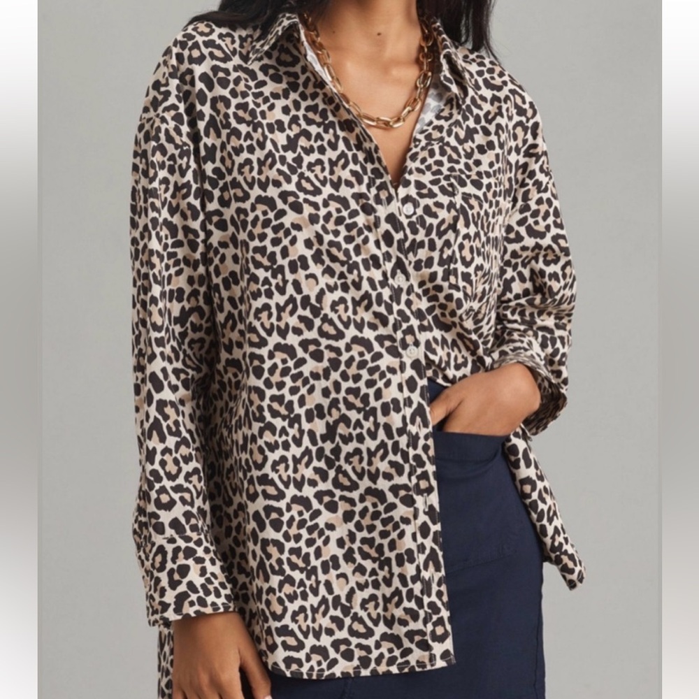 Maeve by AnthropologieThe Bennet Buttondown Shirt Leopard Print Size XSmall